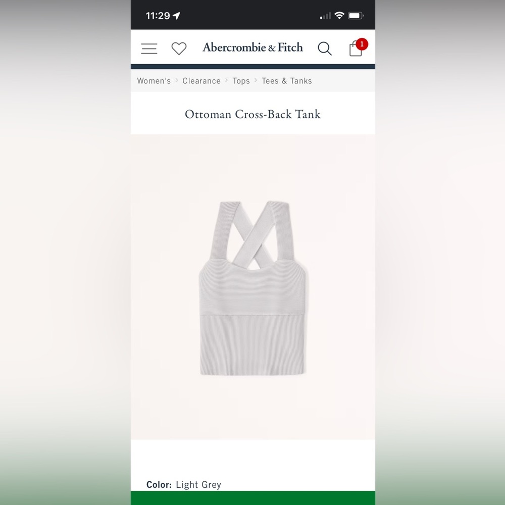 NWT light grey/blue cross back cropped tank